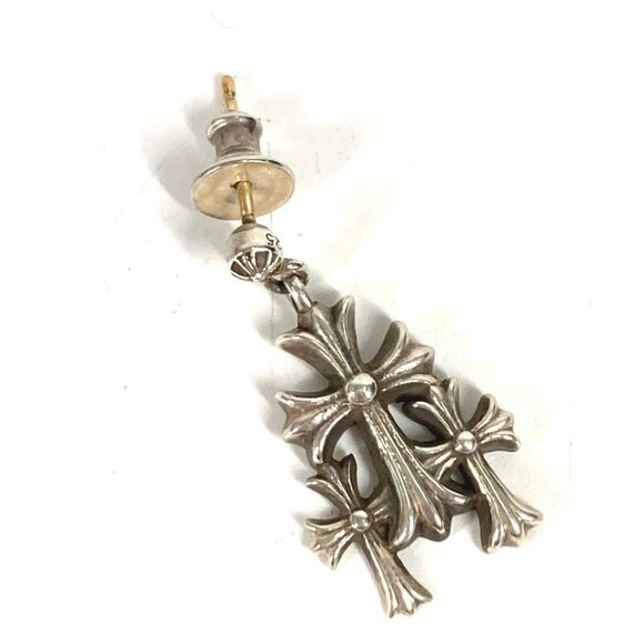 CHROME HEARTS 3 CH CROSS DROP Triple CH Cross Pierce SV925 / K14 Silver - Picture 2 of 7